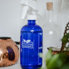 Blue Glass Spray Bottle with Cleaning Recipes
